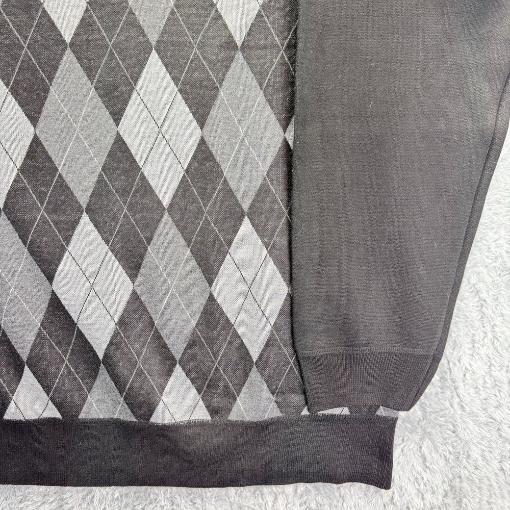 NWT VTG Sahara Club Acrylic Diamond Plaid HipHop Knit Sweater Black Men 3X - Picture 8 of 16
